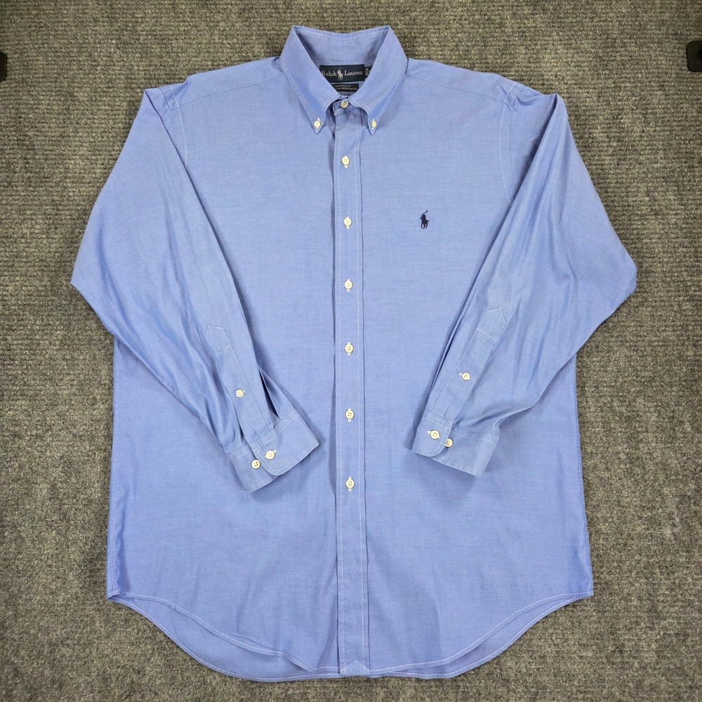 Vintage Ralph Lauren Yarmouth Blue Pinpoint Oxford Shirt Mens 16 32/33 L